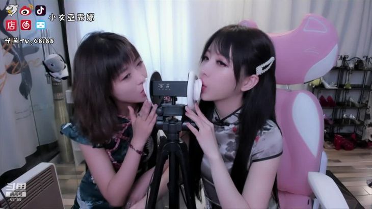 [在线ASMR][小女巫露娜]ASMR无人声姐妹花双人舔耳